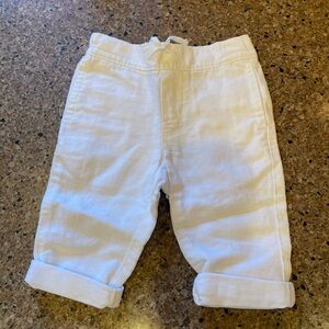 Janie and Jack White Cotton-Linen Rolled Cuff Pants